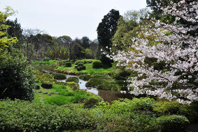 Garden of the former villa of the Hosokawa family in Sunatori